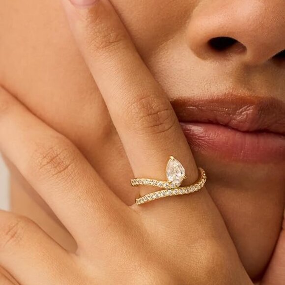 Neiman Marcus 14K Gold Plated Solitaire Engagement Ring - Picture 1 of 4